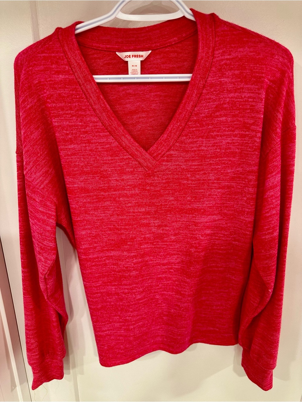 Joe Fresh Women's V-Neck Sweater - Red Heather